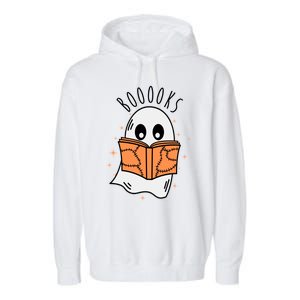 Ghost Reading Books Halloween Garment-Dyed Fleece Hoodie