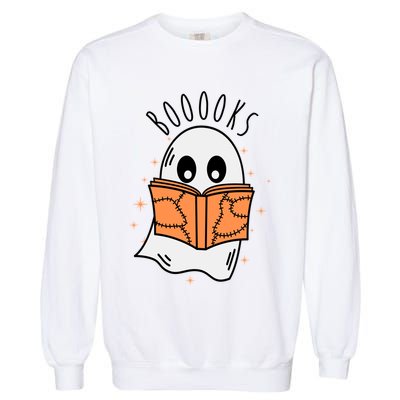 Ghost Reading Books Halloween Garment-Dyed Sweatshirt