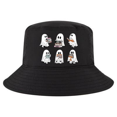 Ghost Reading Books Bookish Halloween Cool Comfort Performance Bucket Hat