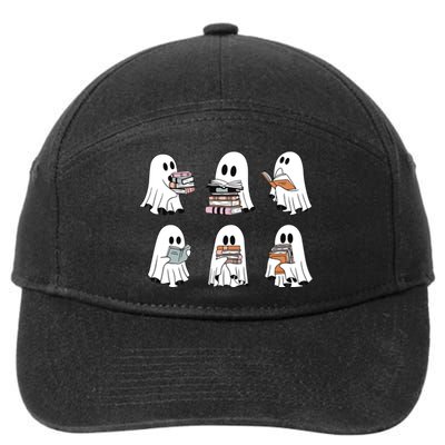 Ghost Reading Books Bookish Halloween 7-Panel Snapback Hat