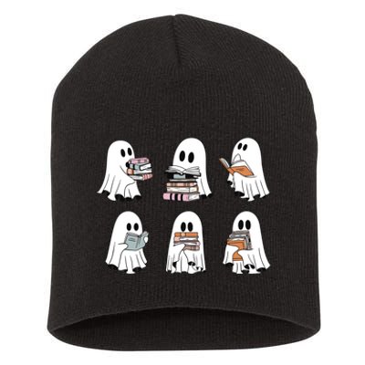 Ghost Reading Books Bookish Halloween Short Acrylic Beanie