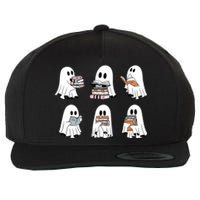 Ghost Reading Books Bookish Halloween Wool Snapback Cap