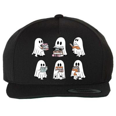 Ghost Reading Books Bookish Halloween Wool Snapback Cap