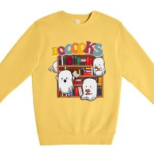 Ghosts Reading Books Teacher Halloween Librarian Boooks Meaningful Gift Premium Crewneck Sweatshirt