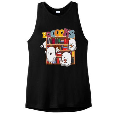 Ghosts Reading Books Teacher Halloween Librarian Boooks Meaningful Gift Ladies PosiCharge Tri-Blend Wicking Tank