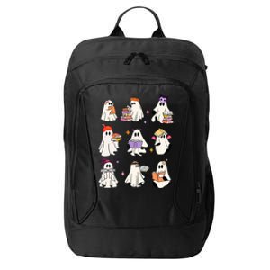 Ghost Reading Book Cute Teacher Halloween Ghost Book Lover Gift City Backpack