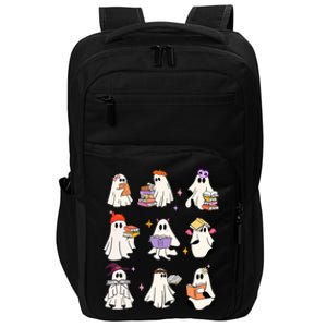 Ghost Reading Book Cute Teacher Halloween Ghost Book Lover Gift Impact Tech Backpack