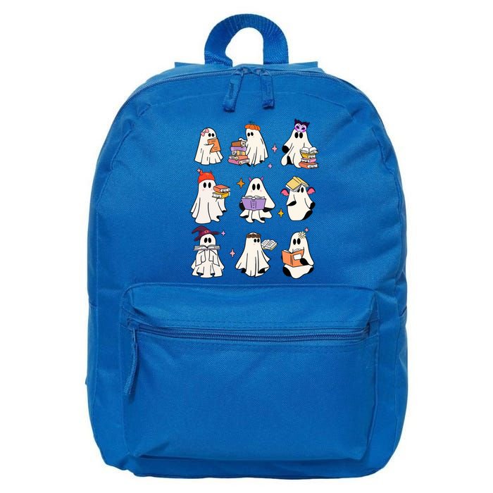 Ghost Reading Book Cute Teacher Halloween Ghost Book Lover Gift 16 in Basic Backpack