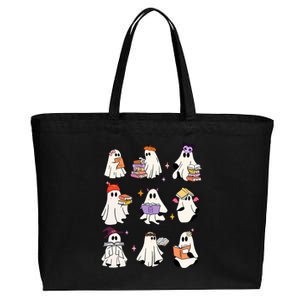 Ghost Reading Book Cute Teacher Halloween Ghost Book Lover Gift Cotton Canvas Jumbo Tote