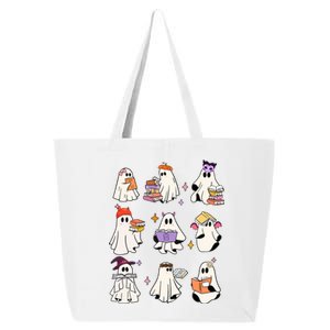 Ghost Reading Book Cute Teacher Halloween Ghost Book Lover Gift 25L Jumbo Tote