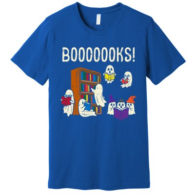 Ghosts Reading Books Teacher Halloween Librarian Boooks Meaningful Gift Premium T-Shirt