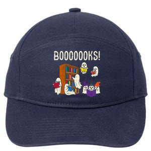 Ghosts Reading Books Teacher Halloween Librarian Boooks Meaningful Gift 7-Panel Snapback Hat