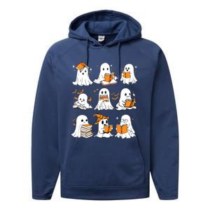 Ghosts Reading Books Lovers Club Booooks Halloween Reading Performance Fleece Hoodie