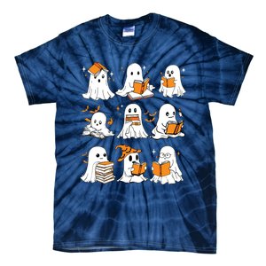 Ghosts Reading Books Lovers Club Booooks Halloween Reading Tie-Dye T-Shirt