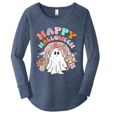 Groovy Rainbow Boo Happy Halloween Costumes Wo Girls Women's Perfect Tri Tunic Long Sleeve Shirt