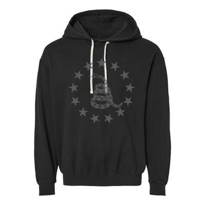 Gadsden Rattlesnake Betsy Ross Flag Ring Of Stars Patriot Garment-Dyed Fleece Hoodie