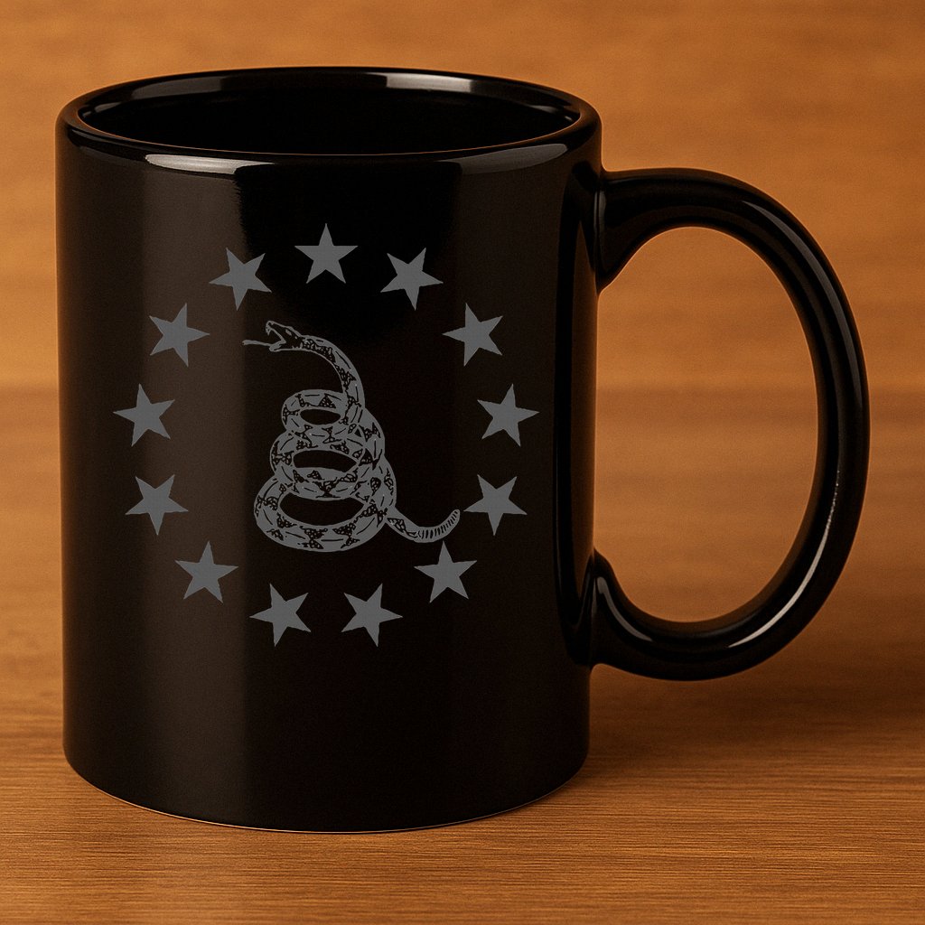 Gadsden Rattlesnake Betsy Ross Flag Ring Of Stars Patriot 11oz C Handle Ceramic Mug