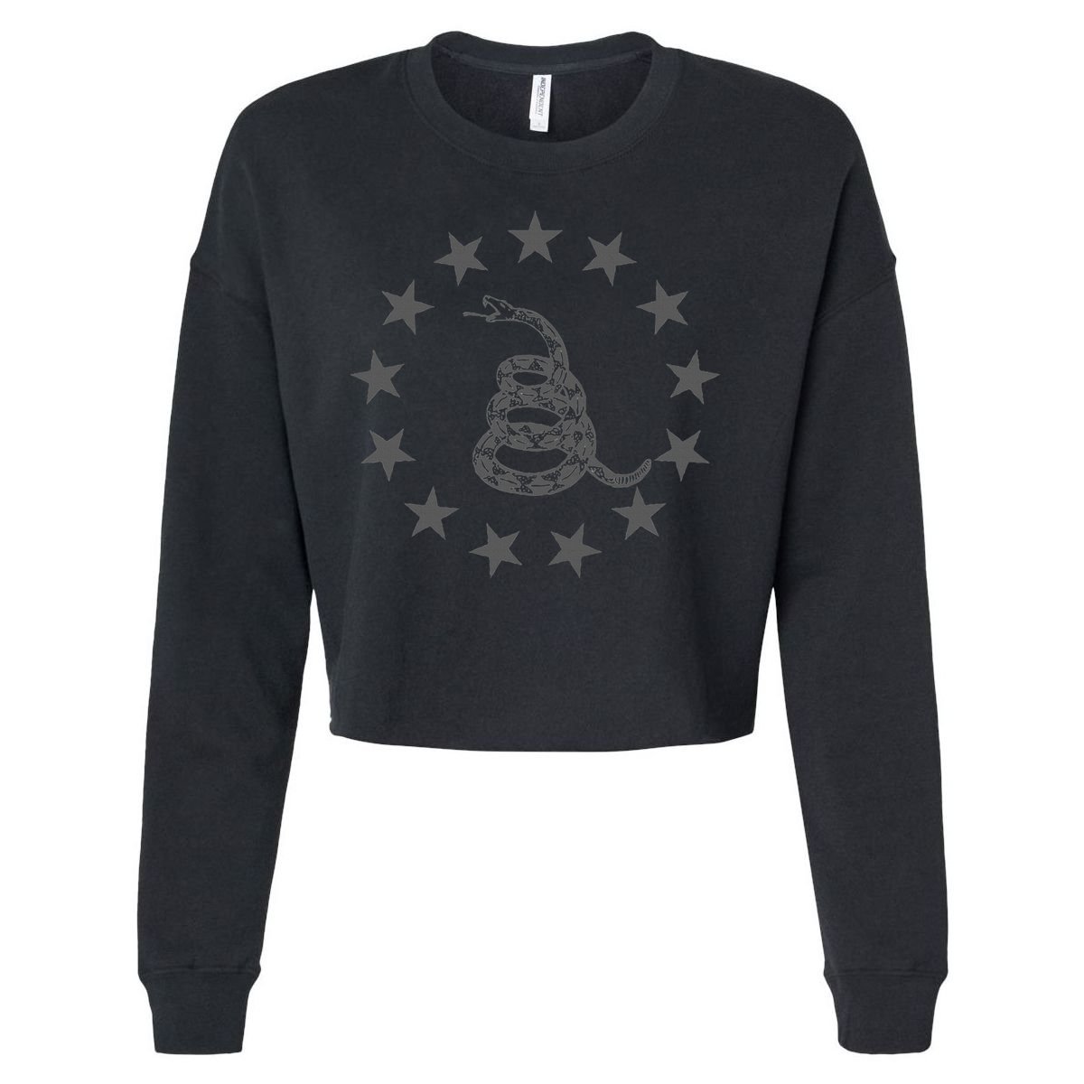 Gadsden Rattlesnake Betsy Ross Flag Ring Of Stars Patriot Cropped Pullover Crew
