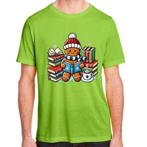 Gingerbread Reading Book Lovers Christmas Bookworm Librarian Adult ChromaSoft Performance T-Shirt