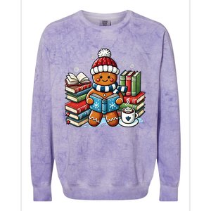 Gingerbread Reading Book Lovers Christmas Bookworm Librarian Colorblast Crewneck Sweatshirt