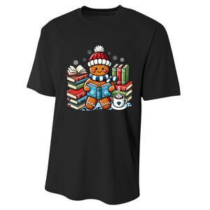 Gingerbread Reading Book Lovers Christmas Bookworm Librarian Performance Sprint T-Shirt