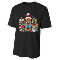 Gingerbread Reading Book Lovers Christmas Bookworm Librarian Performance Sprint T-Shirt