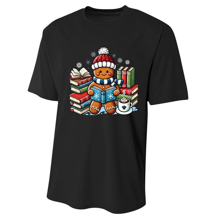 Gingerbread Reading Book Lovers Christmas Bookworm Librarian Performance Sprint T-Shirt