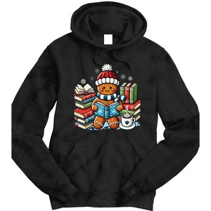 Gingerbread Reading Book Lovers Christmas Bookworm Librarian Tie Dye Hoodie