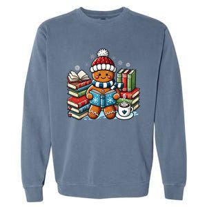 Gingerbread Reading Book Lovers Christmas Bookworm Librarian Garment-Dyed Sweatshirt