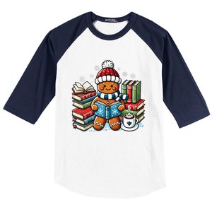 Gingerbread Reading Book Lovers Christmas Bookworm Librarian Baseball Sleeve Shirt