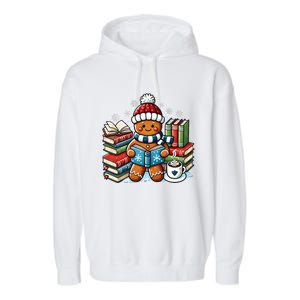 Gingerbread Reading Book Lovers Christmas Bookworm Librarian Garment-Dyed Fleece Hoodie