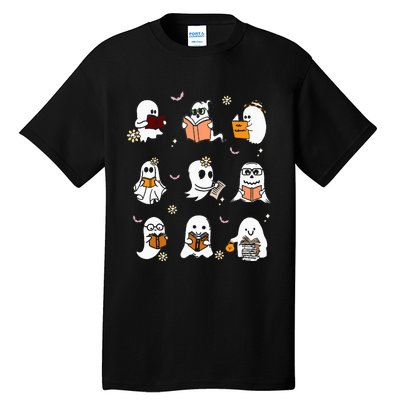 Ghosts Reading Books Teacher Halloween Librarian Boooks Tall T-Shirt