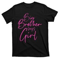 Gender Reveal Brother Says Girl Matching Baby Party T-Shirt