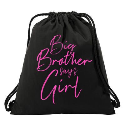 Gender Reveal Brother Says Girl Matching Baby Party Drawstring Bag