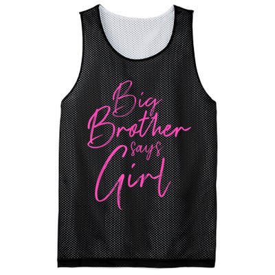 Gender Reveal Brother Says Girl Matching Baby Party Mesh Reversible Basketball Jersey Tank