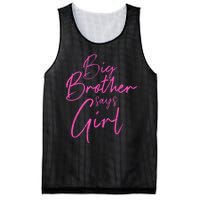 Gender Reveal Brother Says Girl Matching Baby Party Mesh Reversible Basketball Jersey Tank