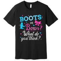 Gender reveal boots or bows what do you think baby party Premium T-Shirt