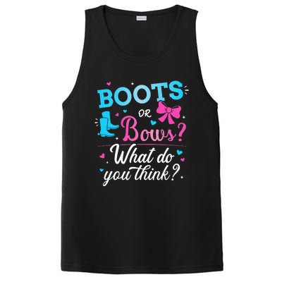 Gender reveal boots or bows what do you think baby party PosiCharge Competitor Tank