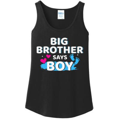 Gender reveal brother says matching baby party Ladies Essential Tank