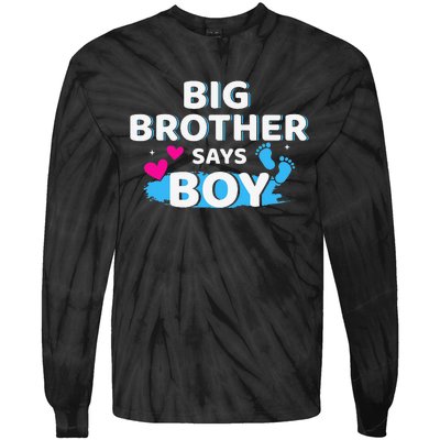 Gender reveal brother says matching baby party Tie-Dye Long Sleeve Shirt