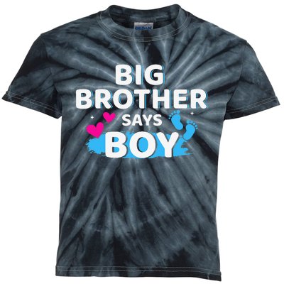 Gender reveal brother says matching baby party Kids Tie-Dye T-Shirt