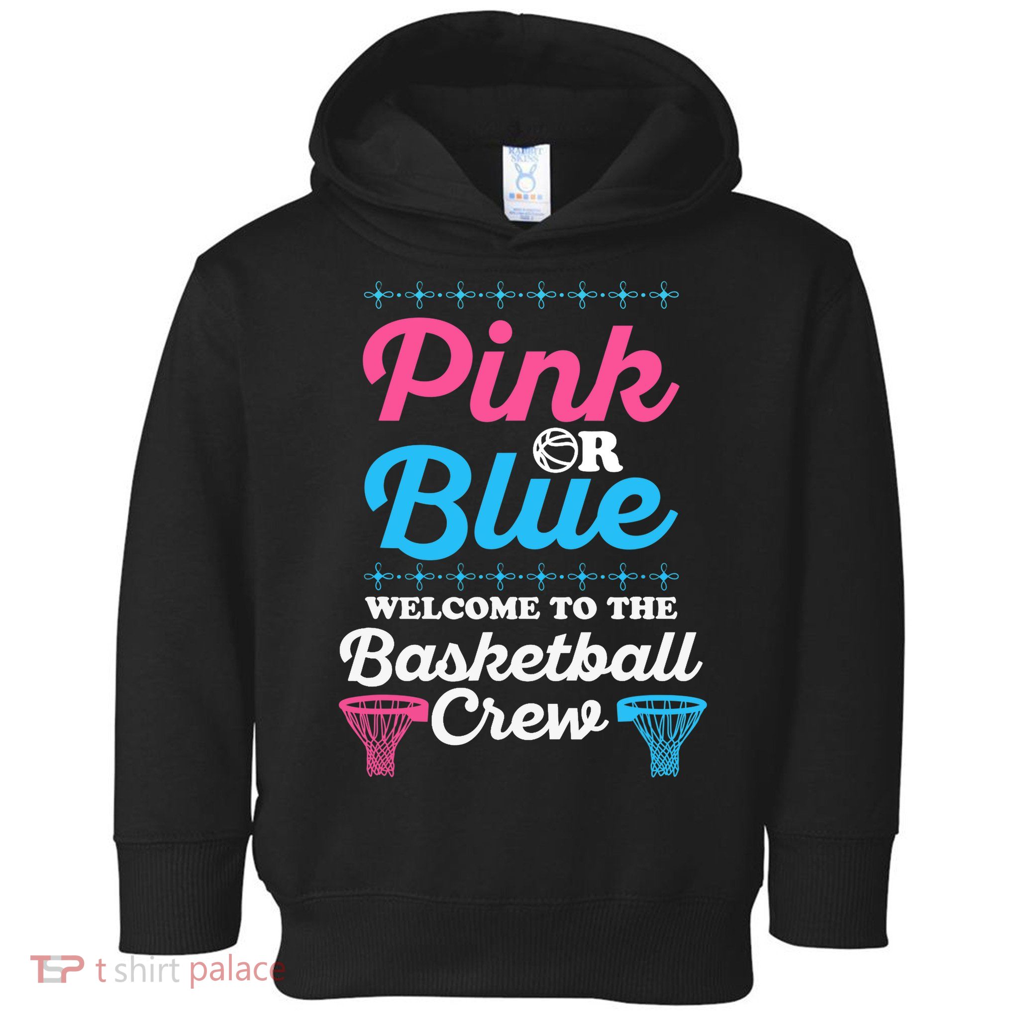Gender Reveal Basketball Design for a Basketball Family Toddler Hoodie
