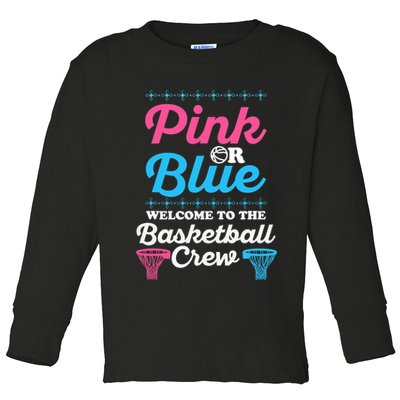 Gender Reveal Basketball Design for a Basketball Family Toddler Long Sleeve Shirt