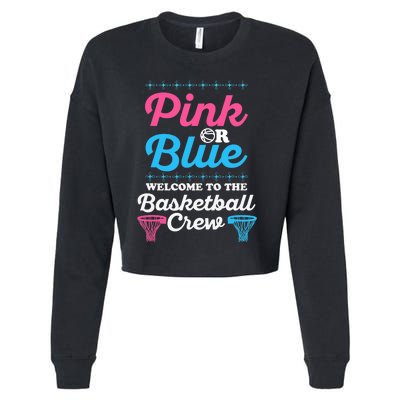 Gender Reveal Basketball Design for a Basketball Family Cropped Pullover Crew