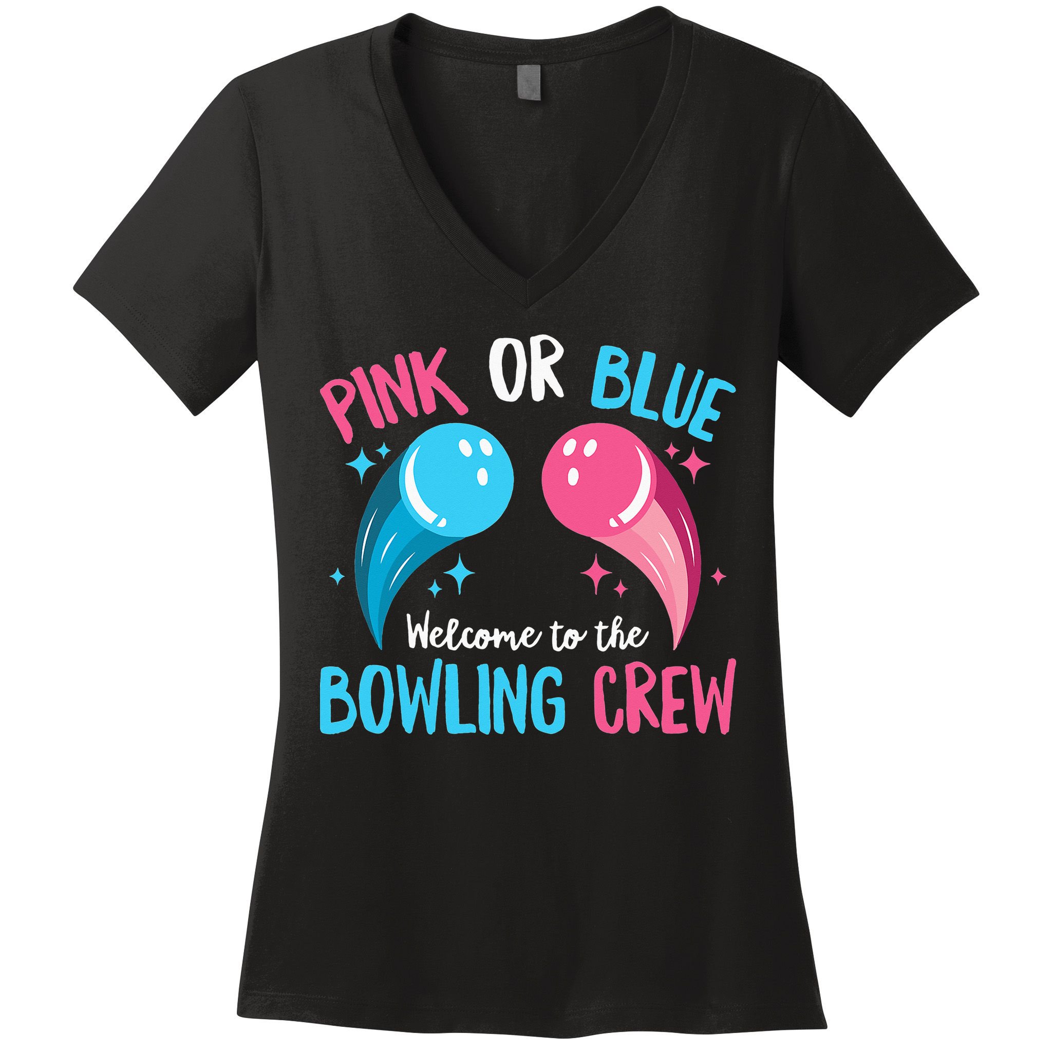 Gender Reveal Bowling Design for a Bowling Lover Women's V-Neck T-Shirt