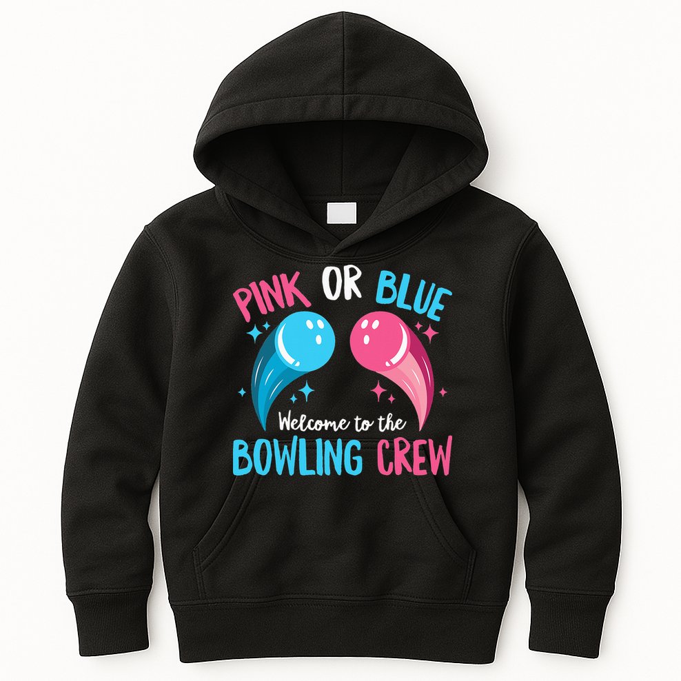 Gender Reveal Bowling Design for a Bowling Lover Kids Hoodie
