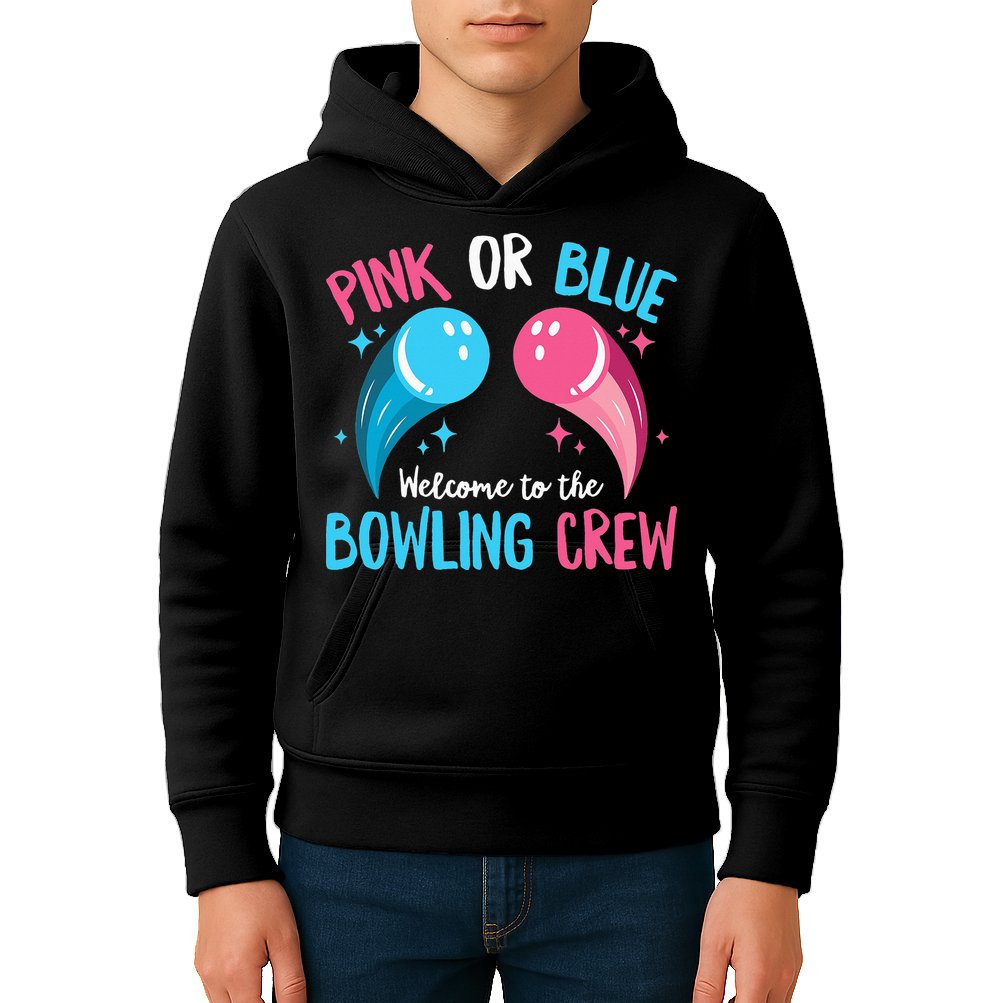 Gender Reveal Bowling Design for a Bowling Lover Kids Hoodie