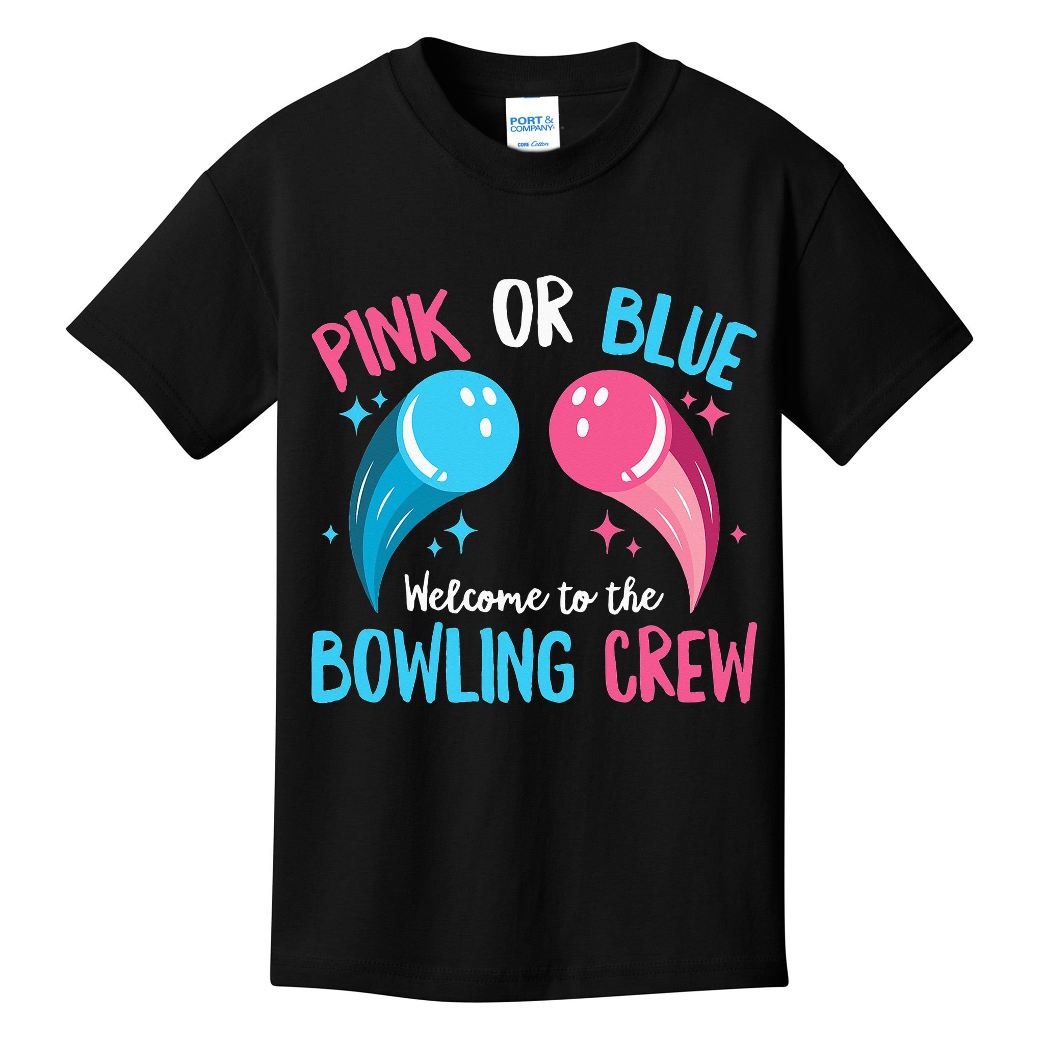 Gender Reveal Bowling Design for a Bowling Lover Kids T-Shirt