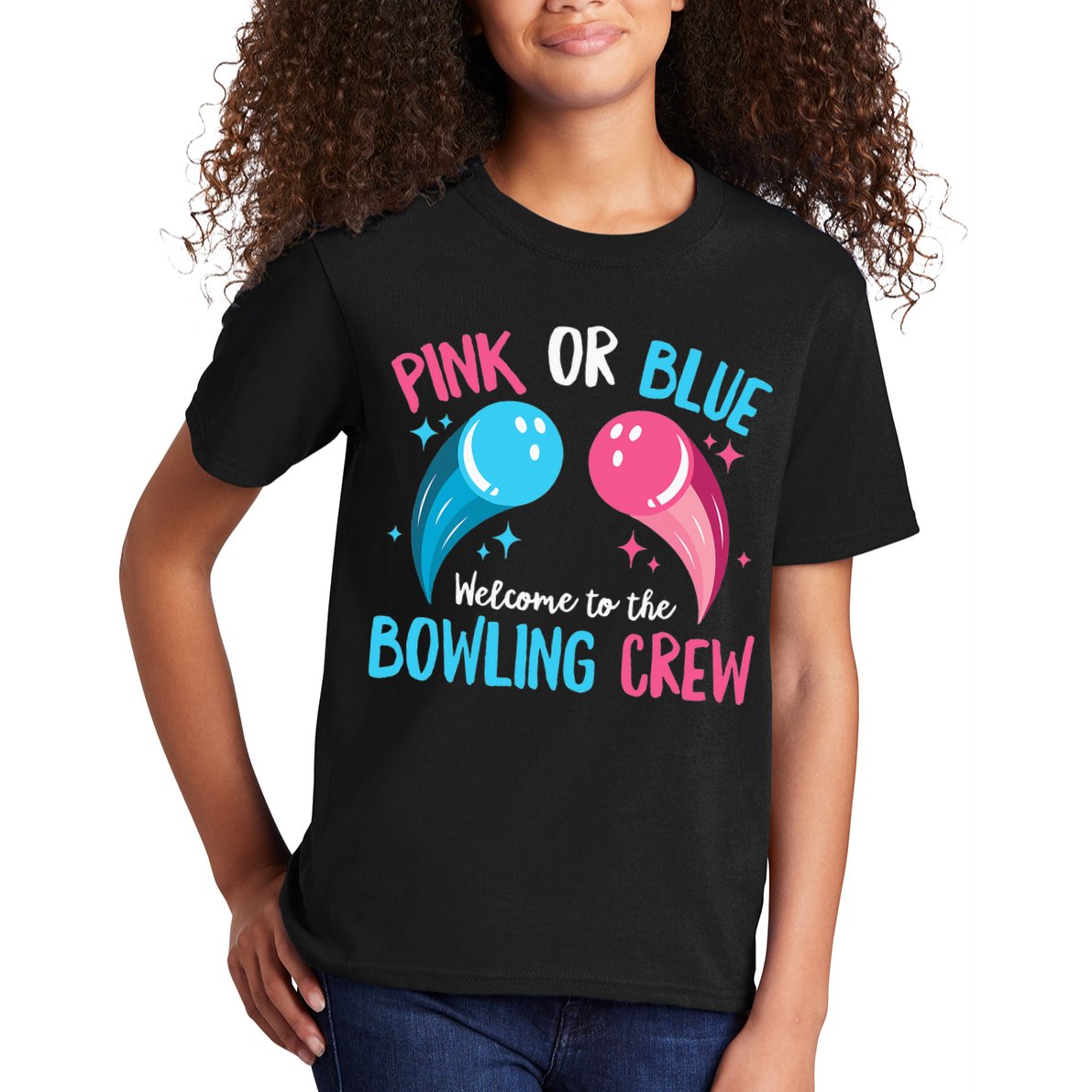 Gender Reveal Bowling Design for a Bowling Lover Kids T-Shirt