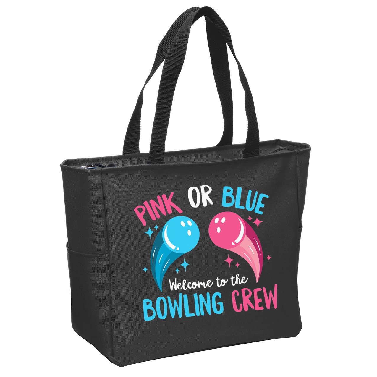 Gender Reveal Bowling Design for a Bowling Lover Zip Tote Bag